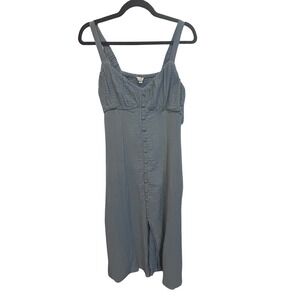 Sim & Sage Blue Gauze Button Front Midi Dress Size L